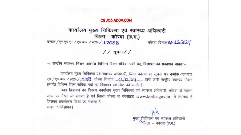 Korba Hospital Vacancy 2024