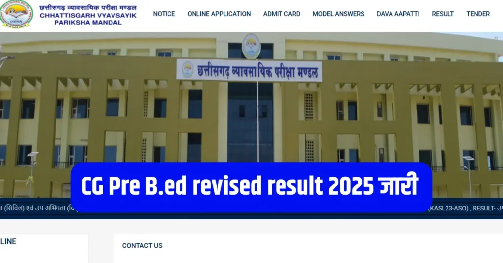 CG Pre B.ed revised result 2025