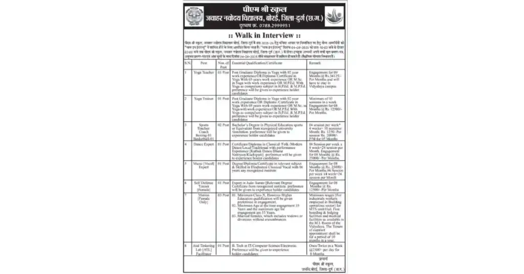 pm-shri-school-borai-recruitment-2025